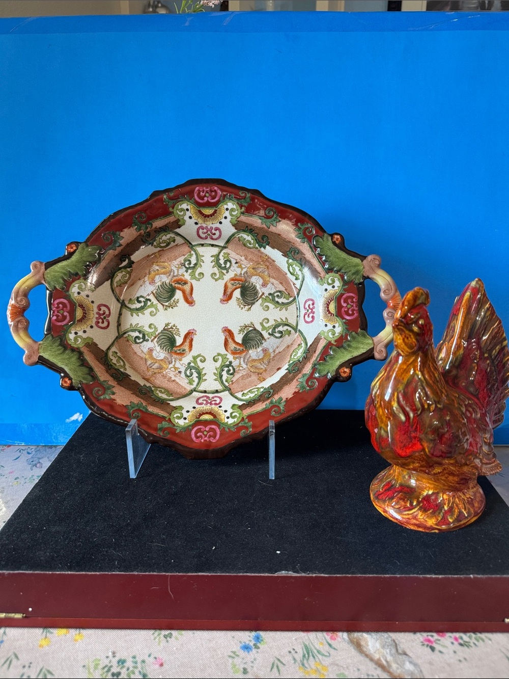 Vintage Chinese Antique Huarong Tang Zhi - Two Handled Serving Tray - Picture 1 of 16
